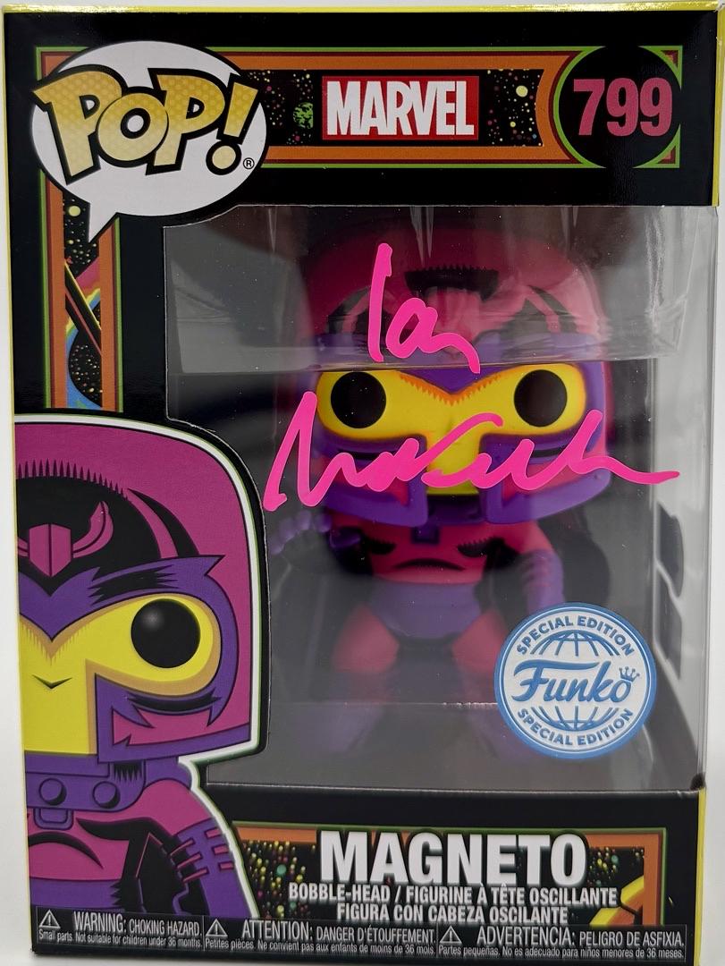 Ian McKellen signed Funko Pop #799 "Magneto" - Beckett and OC Celebrity Marketing COA